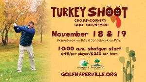 Turkey Shoot Tournament on November 18 and 19 with image of golfer swinging a golf club